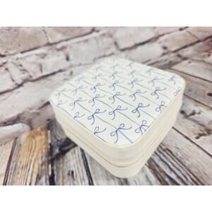 Travel Jewelry Case Bows NEW Jewelry Box With Bows Blue Bows